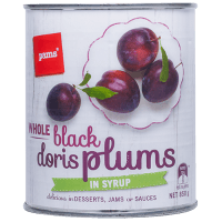 Whole Black Doris Plums In Syrup (850g)