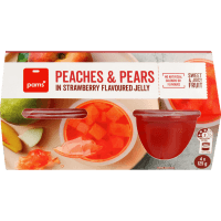Peaches & Pears In Strawberry Jelly Cups (4 x 125g)