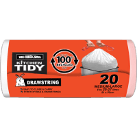 Kitchen Tidy Liners Drawstring Medium 51 x 55cm Fits 20-27 Litres (20pk)