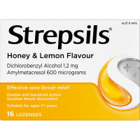 Honey & Lemon Flavour Sore Throat Relief Lozenges (16pk)