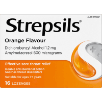 Orange Flavour Sore Throat Relief Lozenges (16pk)