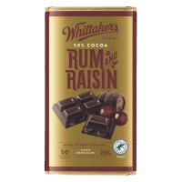 Rum & Raisin 50% Cocoa Dark Chocolate Block (250g)