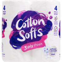 Posh White 3 Ply Toilet Tissue (4 x 180 sheets)