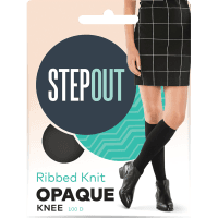 Rib Knit Opaque 100D Black Knee Sock (1ea)