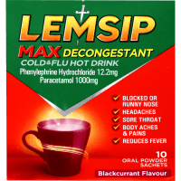 Max Decongestant Blackcurrant Cold & Flu Hot Drink Sachets (10pk)