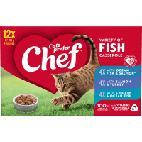 Variety of Fish Casserole Pouches Cat Food (12 x 100g)