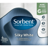 Silky White Long Roll 3 Ply Toilet Rolls (4 x 270 sheets)