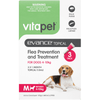 Evance Topical Flea Prevention And Treatment for Dogs 4-10kg (3pk)