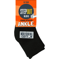 Socks Mini Minor Ankle Black Size 11-14 Years (2pk)