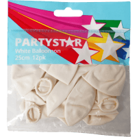 White Partystar Balloons 25cm (12pk)