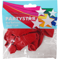 Red Partystar Balloons 25cm (12pk)