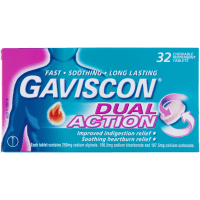 Dual Action Peppermint Heartburn & Indigestion Relief Chewable Tablets (32pk)