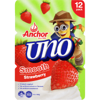 Uno Smooth Strawberry Yoghurt (12 x 100g)