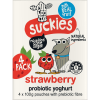 Suckies Strawberry Probiotic Yoghurt Pouch (4 x 100g)