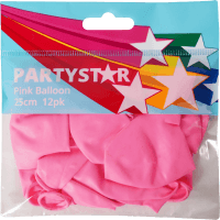Partystar Pink Balloons 25cm (12pk)