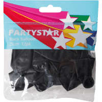 Partystar Black Balloons (12pk)