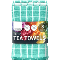 Terry Tea Towels Assorted Colours (3pk)