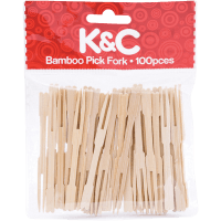K & C Bamboo Pick Fork (100pk)