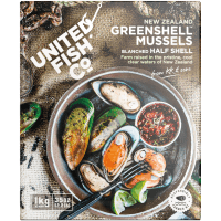 Greenshell Mussels Blanched Half Shell 30/45 (1kg)