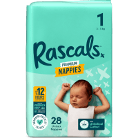 Premium Nappies Unisex Size 1 3-5kg Newborn (28pk)