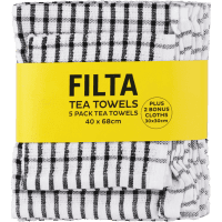 Black Tea Towels Plus 2 Dish Cloths (1pk)