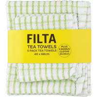 Green Tea Towels Plus 2 Dish Cloths (1pk)
