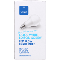 LED 8.5W Cool White Edison Screw Bulb (1pk)
