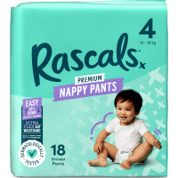 Premium Nappy Pants Unisex Size 4 10-15kg Toddler (18pk)