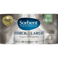 Thick & Large Hyper-Allergenic 3 Ply Toilet Rolls (8 x 210 sheets)