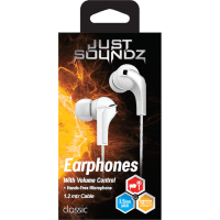 Classic Volume Control Earphones White (1ea)