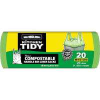 Kitchen Tidy Liners Compostable Tie-Tops Medium 51 x 65cm 27 Litres (20pk)