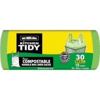 Kitchen Tidy Liners Compostable Tie-Tops Small 48 x 49cm 18 Litres (30pk)