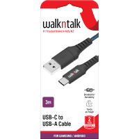 PWT USB-C To USB-A Braided 3m Cable (1pk)