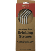 Stainless Steel Drinking Straws With Brush (4pk)