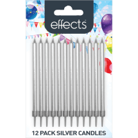 Silver Candles 10cm (12pk)