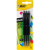 Clic Extra Life Medium Black Retractable Pen (3pk)