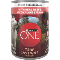 True Instinct Tender Cuts in Gravy With Real Beef & Wild-Caught Salmon Wet Dog Food (369g)
