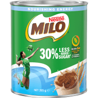 Milo 30% Less Added Sugar Chocolate Malt Powder Hot or Cold Drink Tin (395g)