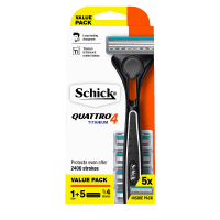Quattro 4 Titanium Razor Kit + 5 Refills (1pk)