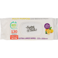 Lemon Scented Extra Large Multi-Purpose Anti-Bacterial Wipes (130pk)