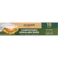 Resealable Bag Compostable 180 x 190mm (15pk)