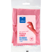 Flock Lined Rubber Gloves Medium (1pk)