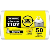 Kitchen Tidy Liners Tie Tops Lemon Citrus Fresh Small 48 x 49cm 18 Litres (50pk)