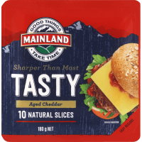 Tasty Aged Cheddar Natural Cheese Slices (180g)