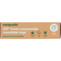 100% Home Compostible Resealable 15x9cm Snack Bags (20pk)