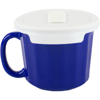 Ribbed Ceramic 470ml Soup Mug With Lid (ea)