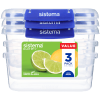 Klip It+ Rectangle Containers 1L (3pk)