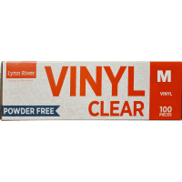 Clear Powder Free Vinyl Disposable Medium Gloves (100pk)