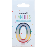 Rainbow Numeral Birthday Candle No.0 (1pk)