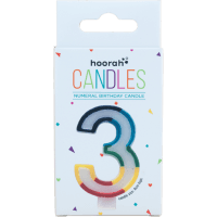 Rainbow Numeral Birthday Candle No.3 (1pk)